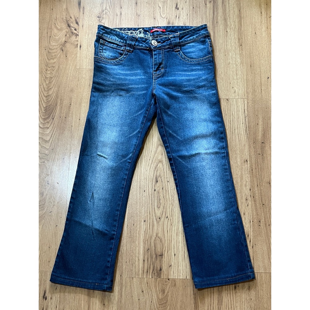 Unionbay Straight Leg Jeans Juniors 9 Y2K Floral Embroidered Mid Rise Stretch - Picture 2 of 11
